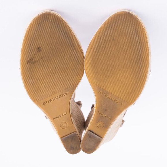 Burberry Metallic Gold Wedge Sandals - Picture 9 of 10